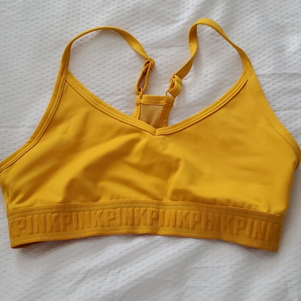 Pink yellow sport bra no patting